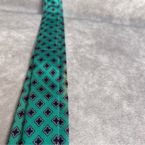 Briar Neck Tie Teal Red Flower Italian Silk Los Angeles Athletic Club 57” READ - Picture 10 of 12